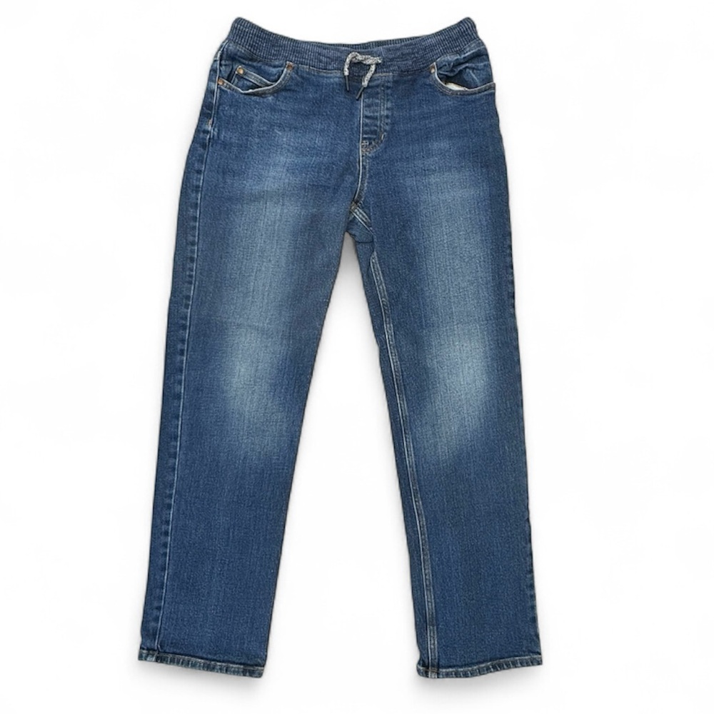 Lands End Elastic Waist Straight Leg Jeans Medium 8 Approx 29 Inseam C1193
